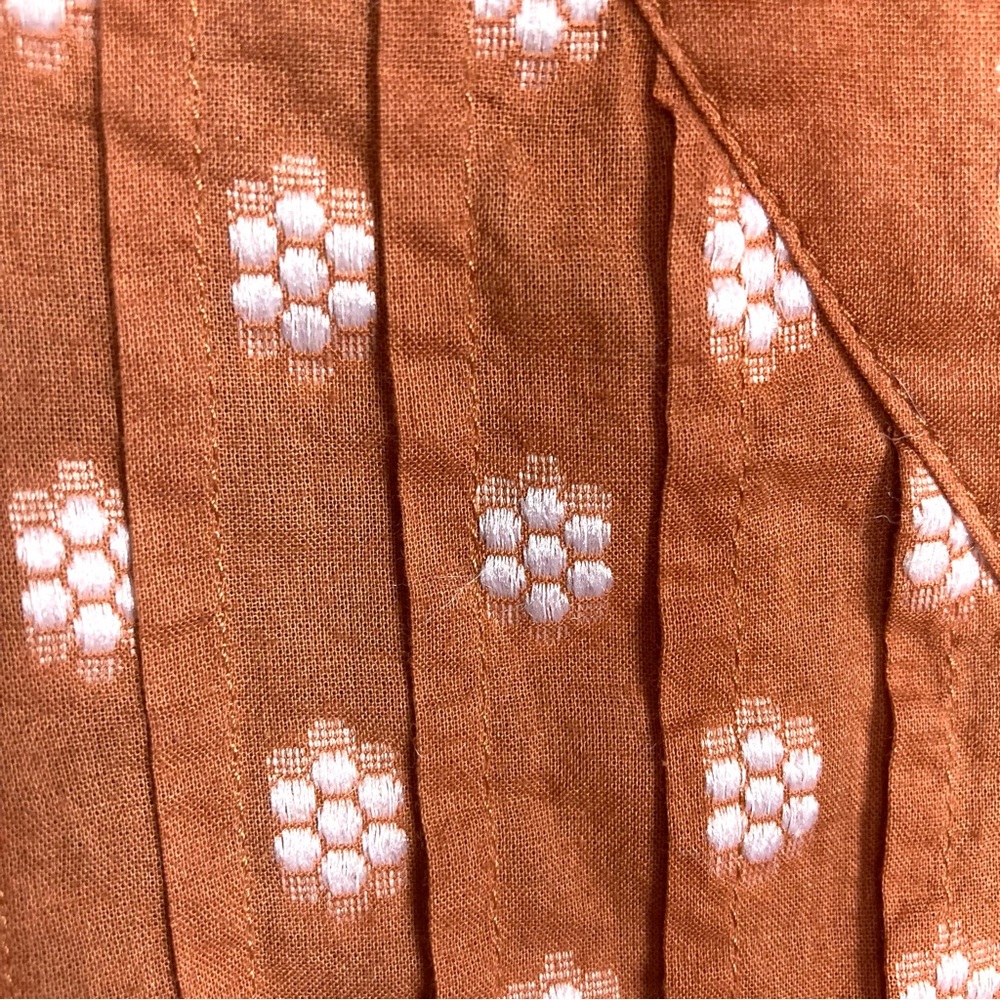 J. Jill peasant top orange brown patterned button India up small - Picture 5 of 9